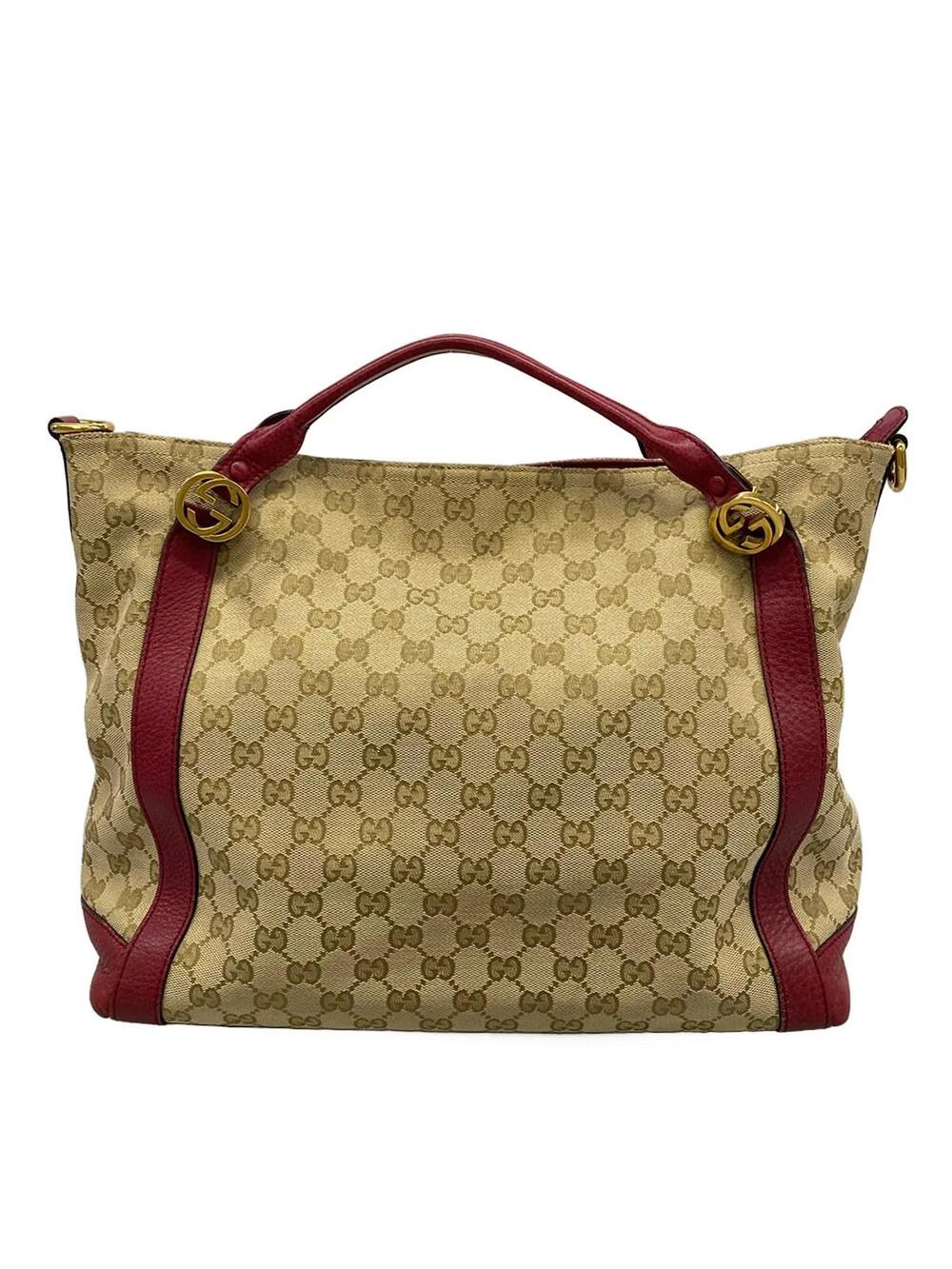 Gucci Beige Red Jacquard Tote Bag #372668G71B